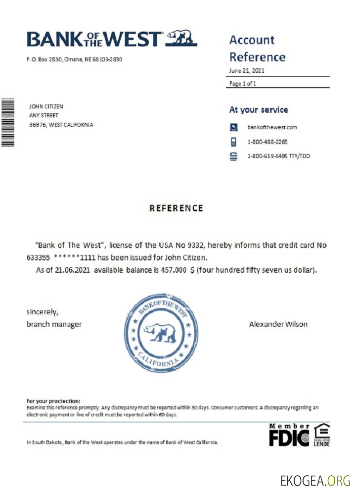 USA , Bank of the West , référence template USA , Bank of the West , référence template